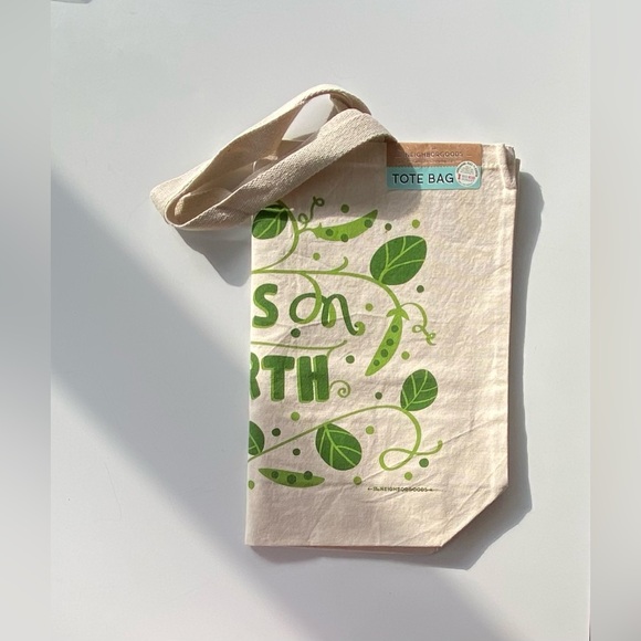 The Neighborhoods Cotton Tote Bag, Large Canvas Tote Bag, Peas On Earth Tote Bag - Picture 7 of 8